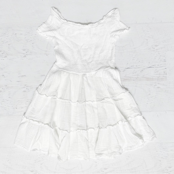 NWT White American Eagle Sundress X Small Off Shoulder Smocked Gauze - Picture 3 of 5